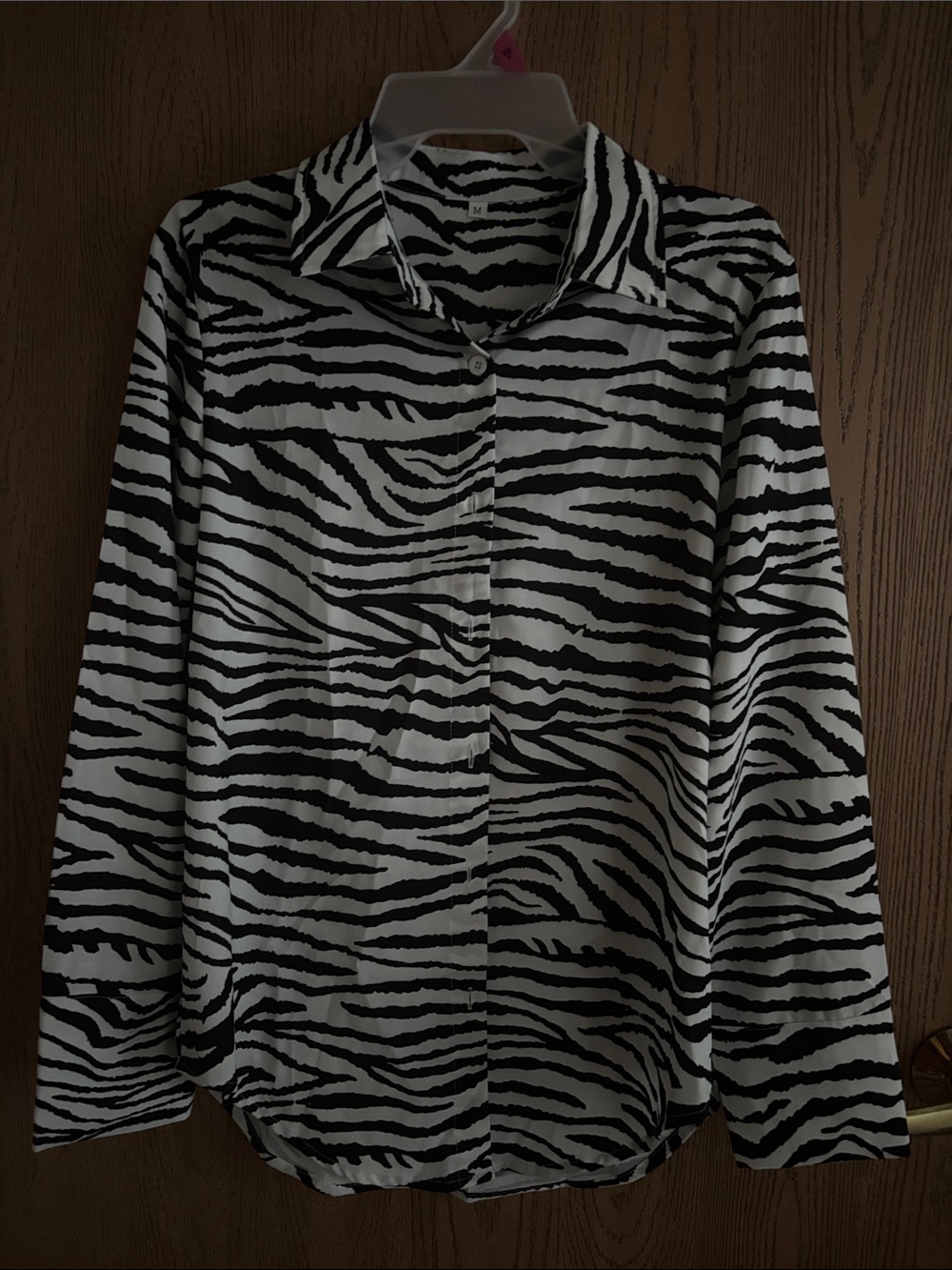 SHEIN Black and White Zebra Print Button-Down Shirt